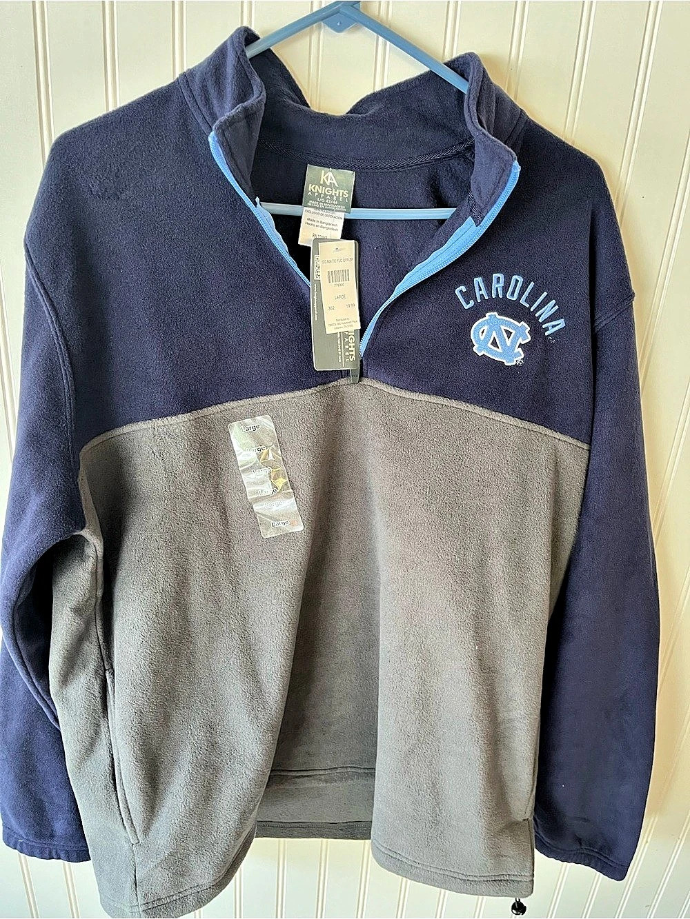 Knights Apparel North Carolina Tar Heels Quarter Zip Fleece Color Block Large
